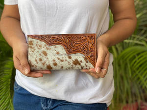 มาใหม่มือเครื่องมือแกะสลักกระเป๋าสตางค์คลัทช์เคสโทรศัพท์สไตล์ Cowhide หนังกระเป๋าสตางค์ Multi ใช้กระเป๋าสตางค์หนังตะวันตก - Product Image 4