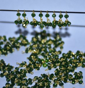 1+3 Green Quartz Faceted Wire Wrapped Charms Gold Plated Glass Beads Earring Necklace Charms Jewelry Making Findings DIY - Product Image 2