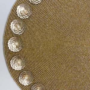 Sous-verres en verre perlé, sets de table tissés, sets de table de Noël, sets de table ronds - Product Image 5