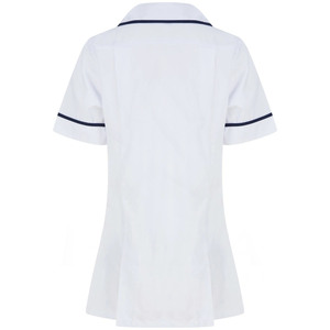 Venta al por mayor personalizado mujeres Hospital uniforme enfermería Scrubs Tops cuello vuelto con tubería blanca cuidado de la salud enfermera túnica superior - Product Image 2
