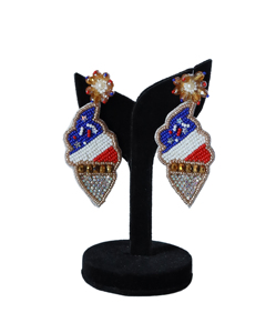 Pendientes de Hielo con Cuentas Hechos a Mano, Ligeros, Cómodos para Usar Todo el Día, con Costuras Seguras en la Parte Posterior, Duraderos, en Rojo, Blanco y Azul - Product Image 1