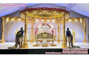 โดมงานแต่งงานธีมสวนมาฮารานี  แท่นงานแต่งงานไม้แบบเปิดพร้อมโดม  แท่นงานแต่งงานไม้สไตล์อินเดียสุดอลังการ  ของตกแต่งงานอีเว้นท์ในสหรัฐอเมริกา - Product Image 6