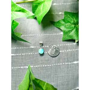 Navajo Handmade Sonoran Mountain Pendant with Opal Turquoise Rose Gold Bezel Setting Platinum <b>Charm</b> Pendant Number Pattern - Product Image 2