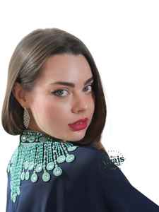 Abaya Caftan longue en mousseline de soie, à manches longues, de style islamique modeste, écologique, ornée de perles, pour les occasions spéciales, soirée, longueur au sol, 100% - Product Image 4