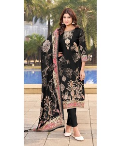 Robe modeste pour femmes islamiques Salwar Kameez en mousseline de soie blanche avec costume vintage Dupatta High Street Style écologique - Product Image 4