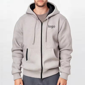 2025 sweat à capuche à fermeture éclair personnalisé pour hommes poids lourd 100% coton matériel vêtements hiver blanc broderie impression hommes sweats à capuche - Product Image 4