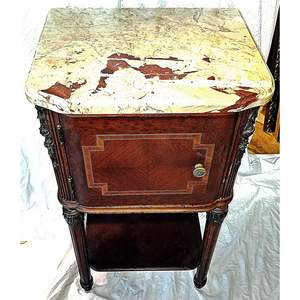 Chevet élégant de style français en acajou fait à la main avec rangement, sculptures ornées personnalisables, panneau incrusté, hôtel classique - Product Image 4