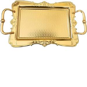 Ensemble de 2 plateaux de service de nourriture de cuisine en métal plateau de Table à manger plateau de service de café de bureau à domicile - Product Image 4