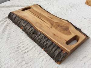 QUELQUE CHOSE FARMOUSE plateau de service rond en bois d'acacia pour la cuisine maison ou hôtel vaisselle de style classique pour la fête ou la nourriture Ser - Product Image 5