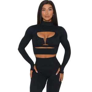 Conjunto de yoga elegante para mujer de primera calidad, conjunto de dos piezas, Sujetador deportivo y pantalones de yoga, ropa de gimnasio transpirable - Product Image 1