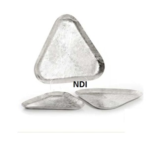 Vajilla con diseño en relieve, plato de servicio con acabado plateado estilo marino para el hogar, hoteles y restaurantes. - Product Image 6