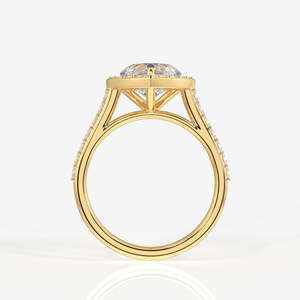 แหวนหมั้นเพชรทรงหัวใจแบบ Halo ที่เพาะเลี้ยงในห้องปฏิบัติการ พร้อมวงแหวนแต่งงานทองคำ 18K ดีไซน์โดดเด่นและสง่างาม - Product Image 4