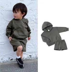 Ensemble de survêtement pour enfants en coton uni brodé personnalisé, vêtements d'hiver pour enfants, ensemble de survêtement pour filles, ensemble de survêtement pour enfants - Product Image 1