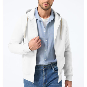 Pull à fermeture éclair en molleton de coton à capuche pour hommes avec capuche brodée motif solide printemps et automne tendance sweats à capuche - Product Image 2