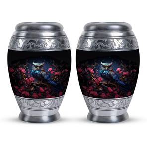 Urne mystique hibou et fleurs pour cendres Urne décorative en aluminium personnalisée Souvenir moderne pour adultes pour amoureux des hiboux Urne personnalisée - Product Image 6