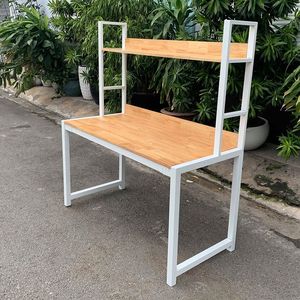 SFBK005-High Quality Computer <b>Desk</b> with Iron and Wood Frame Combining <b>Workstation</b> and Shelf Durable and Stylish - Product Image 4