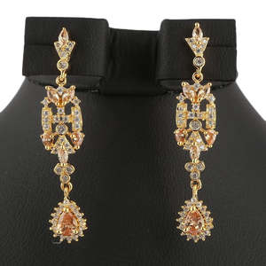 Conjunto de Joyería con Diamantes Americanos - Color Durazno y Dorado - Product Image 3