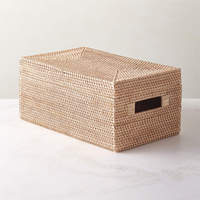 Boîte rectangulaire en rotin 100% matériaux naturels tissés à la main stockage minimaliste décor vintage rustique pour la maison pour la boulangerie de vêtements