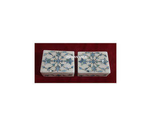 กล่องเก็บของงานฝีมือและเครื่องประดับแบบใหม่ พร้อมกล่องใส่แหวน ทำจากหินอ่อนสีขาวธรรมชาติและมุกสีน้ำเงิน - Product Image 1