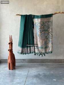 Diseñador elegante Digital impreso tela de lino Saree exclusiva blusa elegante fiesta étnica boda Festival desgaste para mujeres - Product Image 3