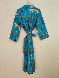 Robe kimono en coton à manches longues et col en V à imprimé jungle pour femmes, cadeau de demoiselle d'honneur pour mariage d'été - Product Image 5
