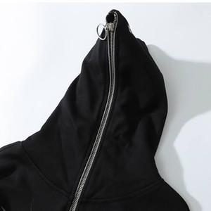 Sweat à capuche pour homme en coton biologique de qualité supérieure masque Ninja broderie personnalisée capuche avec fermeture éclair complète-lourd essentiel doux confortable-hiver teint en plaine - Product Image 5