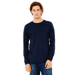 Airlume – T-Shirt à manches longues 52% coton peigné et à anneau, 48% Poly 32 simple 4.2 oz bleu colombie, unisexe, résistant, CVC
