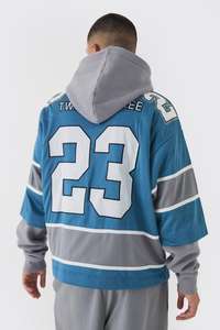 Vente en gros de sweats à capuche de hockey en maille imprimée surdimensionnée sweats à capuche pour hommes en coton mélangé design personnalisé dernière mode prix d'usine - Product Image 3