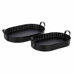 Bandeja Redonda Clásica de Hierro Galvanizado para Servir Alimentos, Acabado Negro Antiguo, para Uso en el Hogar y Hoteles, Bandejas para Servir Alimentos y Bebidas - Product Image 6