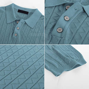 El último diseño, camisetas polo de punto con textura, ropa informal, camisetas polo de color personalizado con logotipo personalizado - Product Image 3