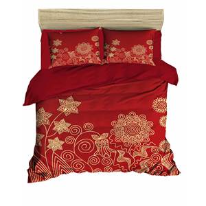 Parure de lit double à imprimé numérique festif de Noël, 100 % coton Ranforce, style classique, pour usage domestique - Product Image 1