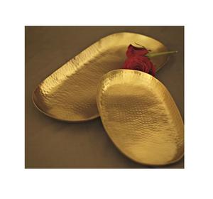 Latón puro con bandeja chapada en oro brillante para servir y bandeja de tienda Cosmatic con gran diseño y martillado - Product Image 1