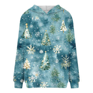 เสื้อฮู้ดสวมหัวแขนยาวสำหรับทุกเพศเสื้อมีฮู้ดผ้าฝ้ายโพลีเอสเตอร์ออกแบบได้ตามต้องการสำหรับคริสต์มาสพิมพ์ลาย3D กราฟิก - Product Image 1