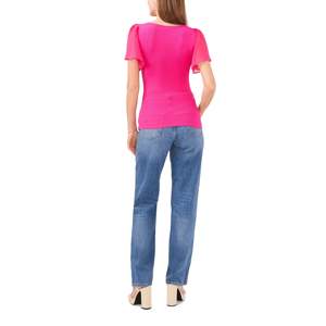 T-shirt Rosa Berry con Maniche a Volant, Taglia M, Design in Maglia a Costine per l'Estate - Product Image 4