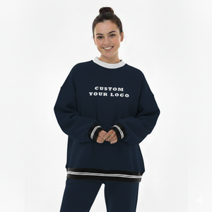 Pull molletonné oversize col montant pour femme Hiver 2026 – Polyester/Coton, séchage rapide, respirant, style urbain – Service OEM disponible - Product Image 1