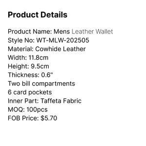 Portefeuille pour homme de haute qualité au meilleur prix, en cuir de vache véritable, nouveau design, vente en gros, commande en gros - Product Image 3