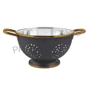 กระชอนสแตนเลสสีดำสุดหรูมีด้ามจับสีทองที่ทันสมัยกระชอนโลหะ - Product Image 1