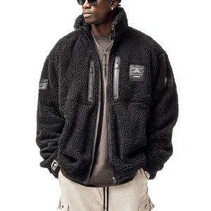 Winter Streetwear <b>Sherpa</b> Fleece <b>Jackets</b> <b>Men</b> Chest Pocket Polar Fleece Coat Sweater Tops <b>Men's</b> - Product Image 3