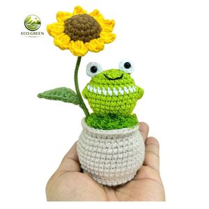 Oso Azul Tejido a Mano, Decoración de Fieltro No Tejido para Plantas, Adorno para Sala de Estar Interior/Exterior, Todas las Estaciones - Product Image 6