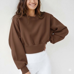 Sudadera de Cuello Redondo de Alta Calidad 100% Algodón para Mujer Otoño/Invierno con Estampado Frontal Logotipo Personalizado Antiencogimiento - Product Image 5