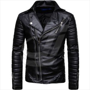 Chaqueta de cuero de oveja auténtica personalizada, rompevientos, color negro, moda para hombre, venta al por mayor - Product Image 6