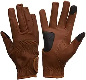 Latest designed Horse Riding Gloves in Digital Leather/QHP Horse Riding Gloves Chocolate Brown