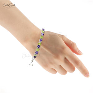 Hecho a mano 100% auténtico ajustable 925 pulsera de plata esterlina fabricante de joyería de moda-con peridoto verde amatista - Product Image 3