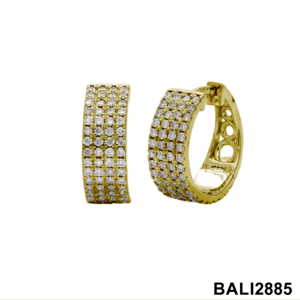 Pendientes de diamantes elegantes de oro amarillo de 14 quilates para mujer, aro de 4 líneas con corte redondo, joyería delicada de diamantes naturales - Product Image 3