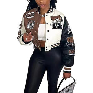 Women's Reversible <b>Quilted</b> Motorcycle Racer <b>Jacket</b> Letter <b>Pattern</b> Button Closure Breathable Eco-Friendly Plus Size S-3XL Autumn - Product Image 4