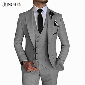 Abito da Uomo di Lusso per Feste, Riunioni di Lavoro, Matrimoni, <span class=keywords><strong>Sposo</strong></span> - Vestito Slim Fit <span class=keywords><strong>Doppiopetto</strong></span> con Gilet, Blazer e Pantaloni (3 Pezzi) - Product Image 5