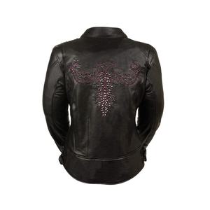 Chaqueta de Motociclista de Cuero PU Negra de Alta Calidad para Mujer, Ropa Deportiva de Carreras Personalizada con Rayas Blancas, Talla Grande para Adultos - Product Image 4