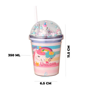 Bicchiere in Plastica Resistente con Design Cartoon, Cannuccia e Coperchio a Cupola per Feste e Servizio Caffè - Product Image 3