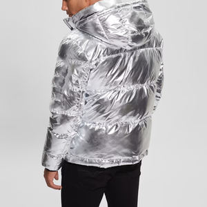 Chaqueta de plata de plumón para hombre a la moda de invierno, tela de lona al por mayor directa de fábrica con cuello levantado - Product Image 4