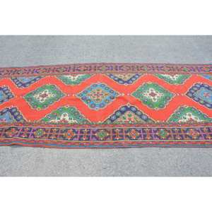 Alfombra turca Vintage tradicional rojo azul diseño de retazos área grande 9x12 rectángulo lana látex para adolescentes pasillo habitación alfombra - Product Image 3